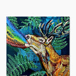Forest Vibes & Rainbow Tides Deer ( Original Painting ) - Heather Freitas - fine art home deccor