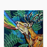 Forest Vibes & Rainbow Tides Deer ( Original Painting ) - Heather Freitas - fine art home deccor