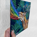 Forest Vibes & Rainbow Tides Deer ( Original Painting ) - Heather Freitas - fine art home deccor