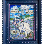 French Bill Dog Field Of Flowers - Have A Nice Poop - Heather Freitas - fine art home deccor