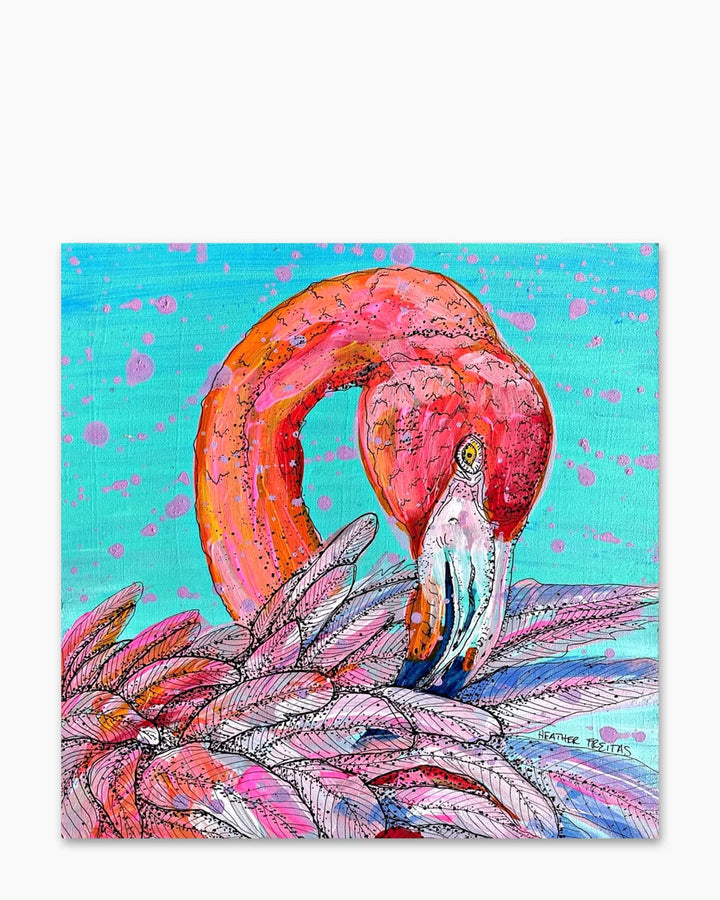 Garnet Pink Flamingo ( Original Painting ) - Heather Freitas - fine art home deccor