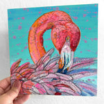 Garnet Pink Flamingo ( Original Painting ) - Heather Freitas - fine art home deccor