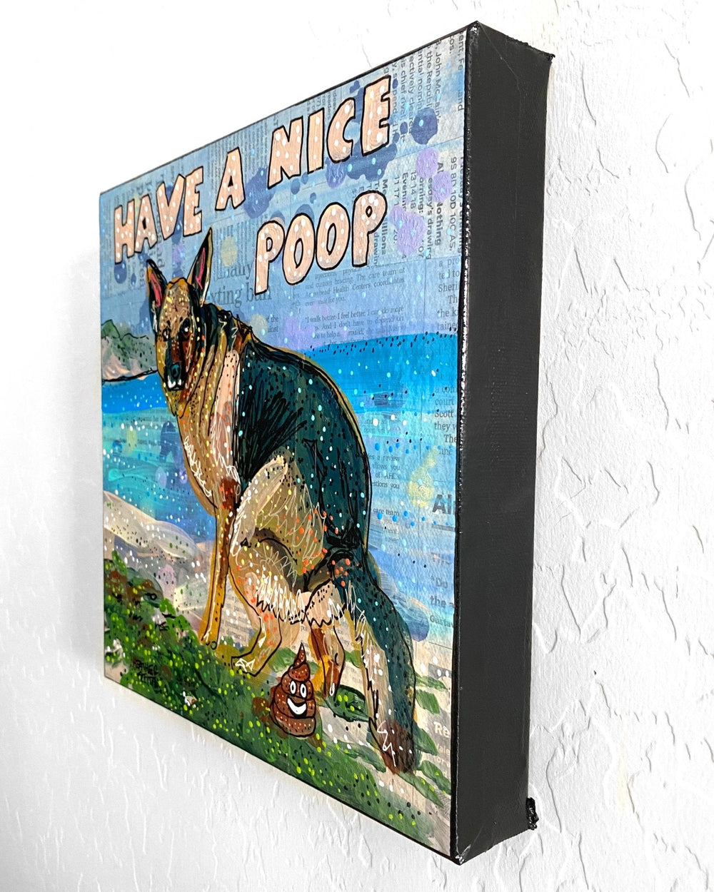 German Shepard Have A Nice Poop ( Original Painting ) - Heather Freitas - fine art home deccor