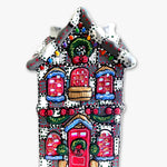 Grey With White & Green Hand Painted Ceramic LED Christmas Village House - Heather Freitas - fine art home deccor