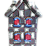 Grey With White & Green Hand Painted Ceramic LED Christmas Village House - Heather Freitas - fine art home deccor