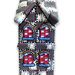 Grey With White & Green Hand Painted Ceramic LED Christmas Village House - Heather Freitas - fine art home deccor