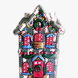 Grey With White & Red Hand Painted Ceramic LED Christmas Village House - Heather Freitas - fine art home deccor