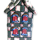 Grey With White & Red Hand Painted Ceramic LED Christmas Village House - Heather Freitas - fine art home deccor