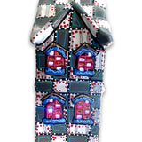 Grey With White & Red Hand Painted Ceramic LED Christmas Village House - Heather Freitas - fine art home deccor