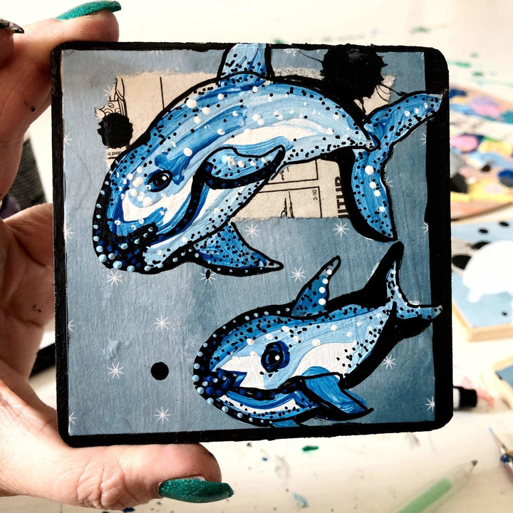 Hand Painted Original Coaster - Vaquita Heather Freitas 