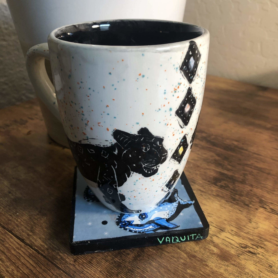Hand Painted Original Coaster - Vaquita Heather Freitas 