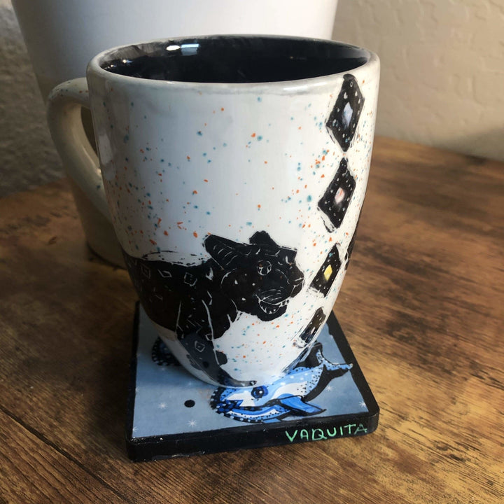 Hand Painted Original Coaster - Vaquita Heather Freitas 
