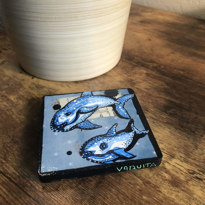 Hand Painted Original Coaster - Vaquita Heather Freitas 