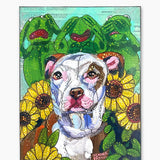Hear No Evil, See No Evil, Bark No Evil Pit Bull ( Original Painting ) - Heather Freitas - fine art home deccor