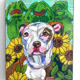 Hear No Evil, See No Evil, Bark No Evil Pit Bull ( Original Painting ) - Heather Freitas - fine art home deccor