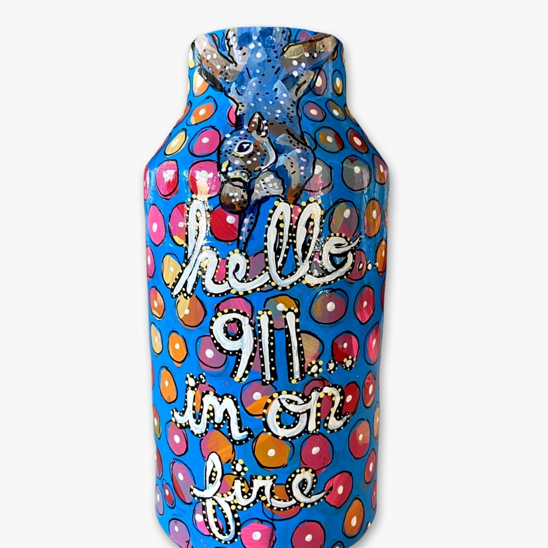 Hello 911 , I’m On Fire Vase - Heather Freitas - fine art home deccor