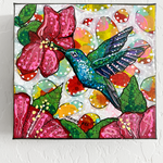 Hibiscus Hummingbird ( Original Painting ) - Heather Freitas - fine art home deccor