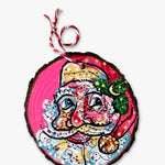 HOT Pink Moon Hand Painted Santa Ornament - Heather Freitas - fine art home deccor