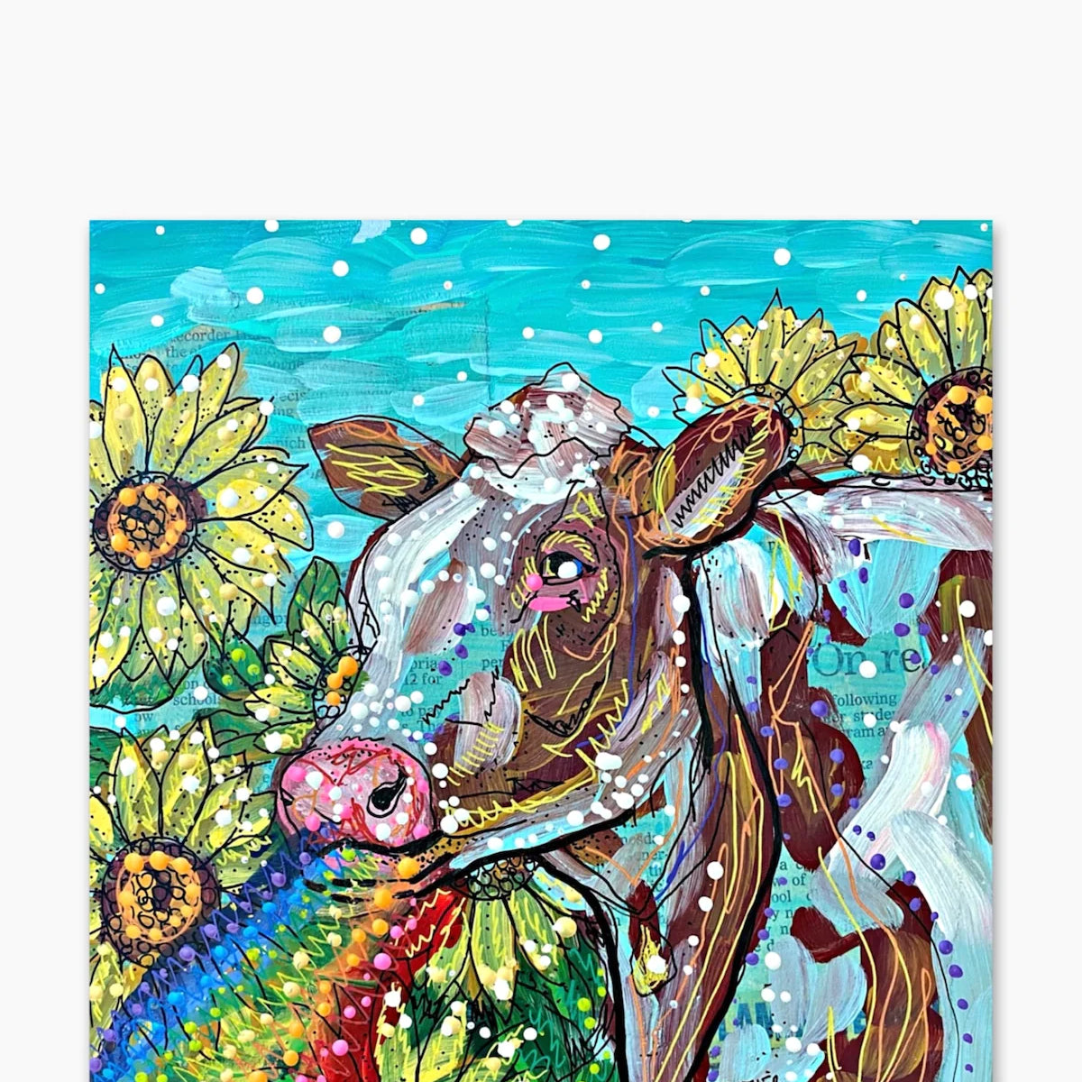I Always Wanted A Cow Rainbow Tides ( Original Painting ) - Heather Freitas - fine art home deccor