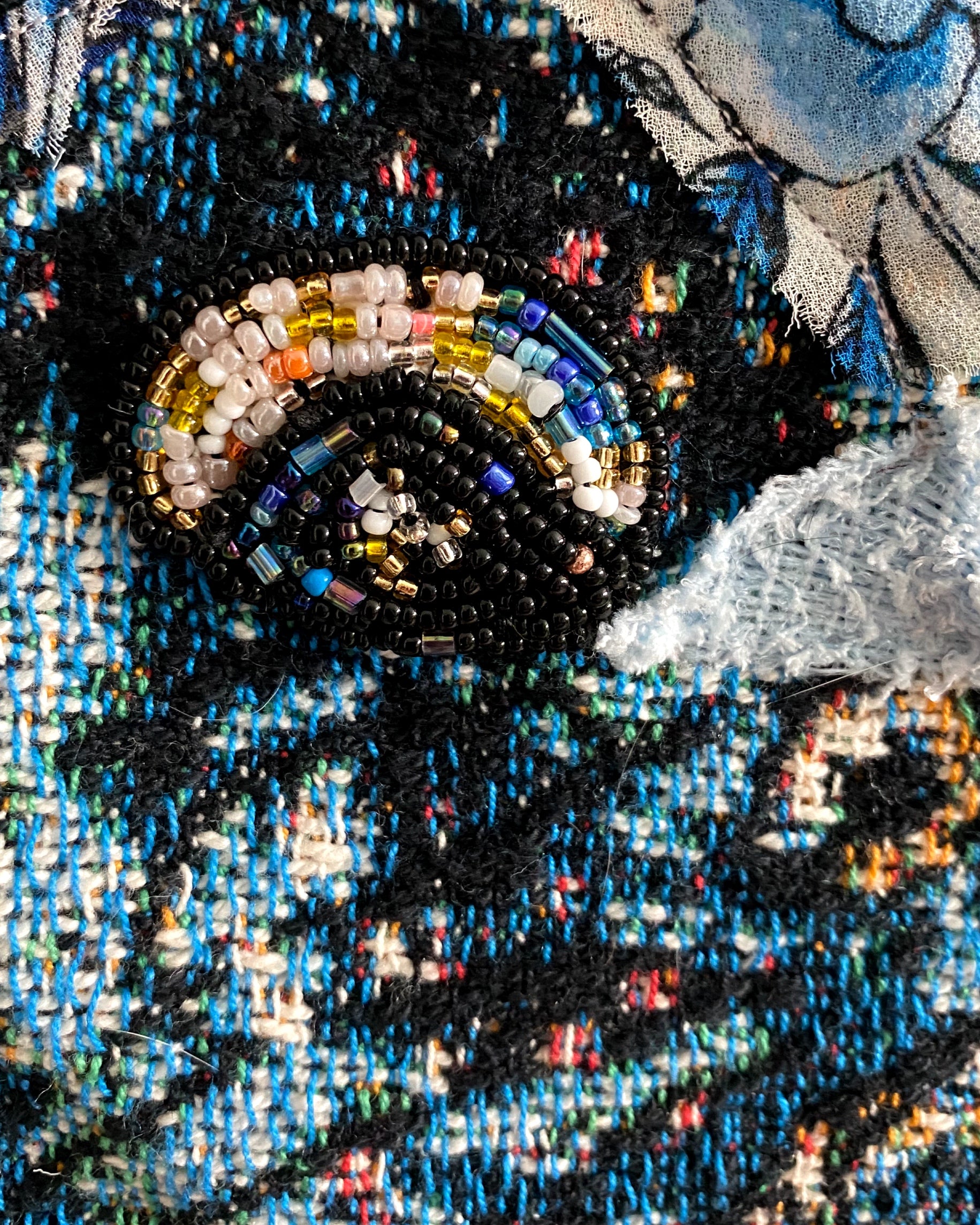 King Black Cat ( Fine Art Tapestry With Beaded Accents ) - Heather Freitas - fine art home deccor