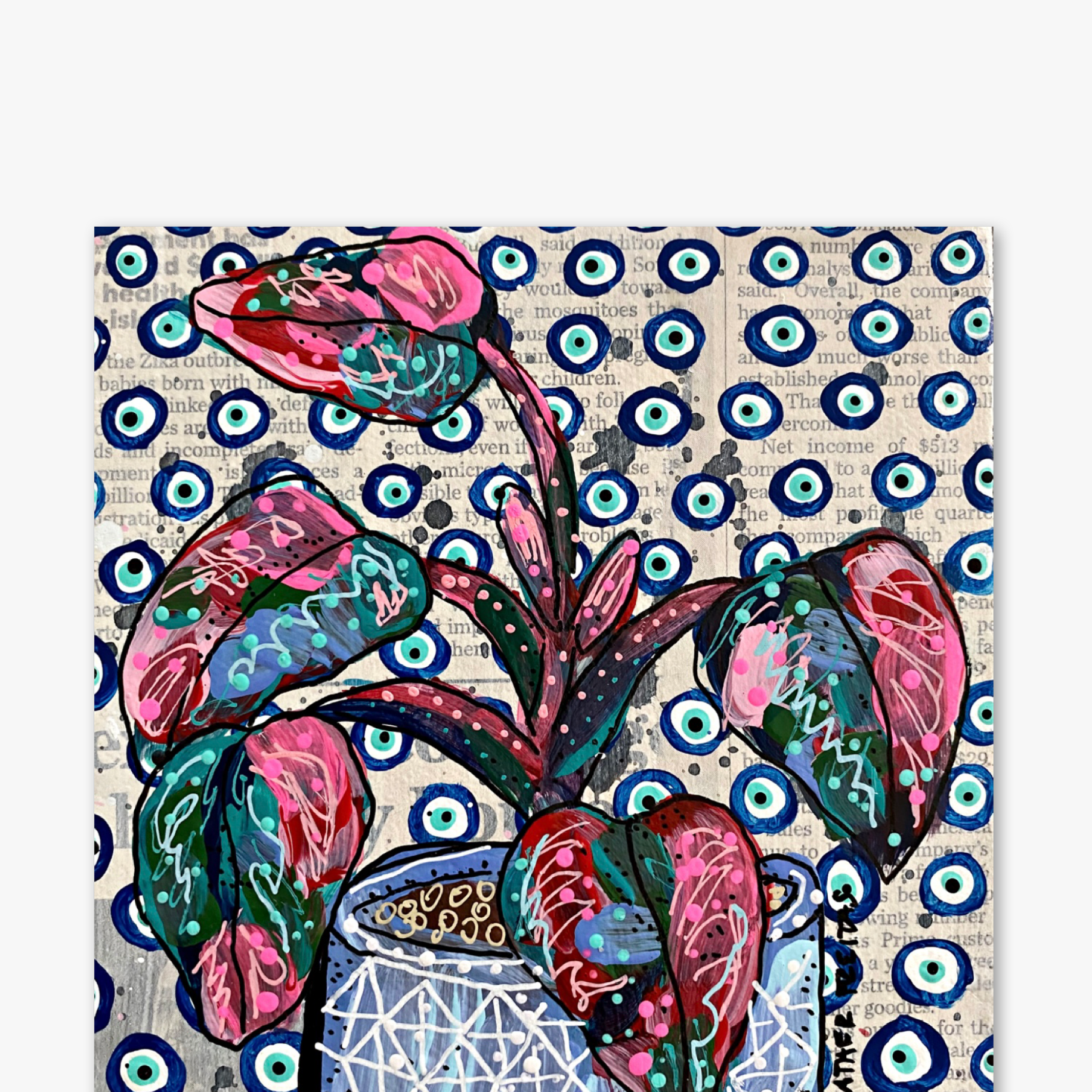 Pink Princess Philodendron ( Original Painting ) - Heather Freitas 