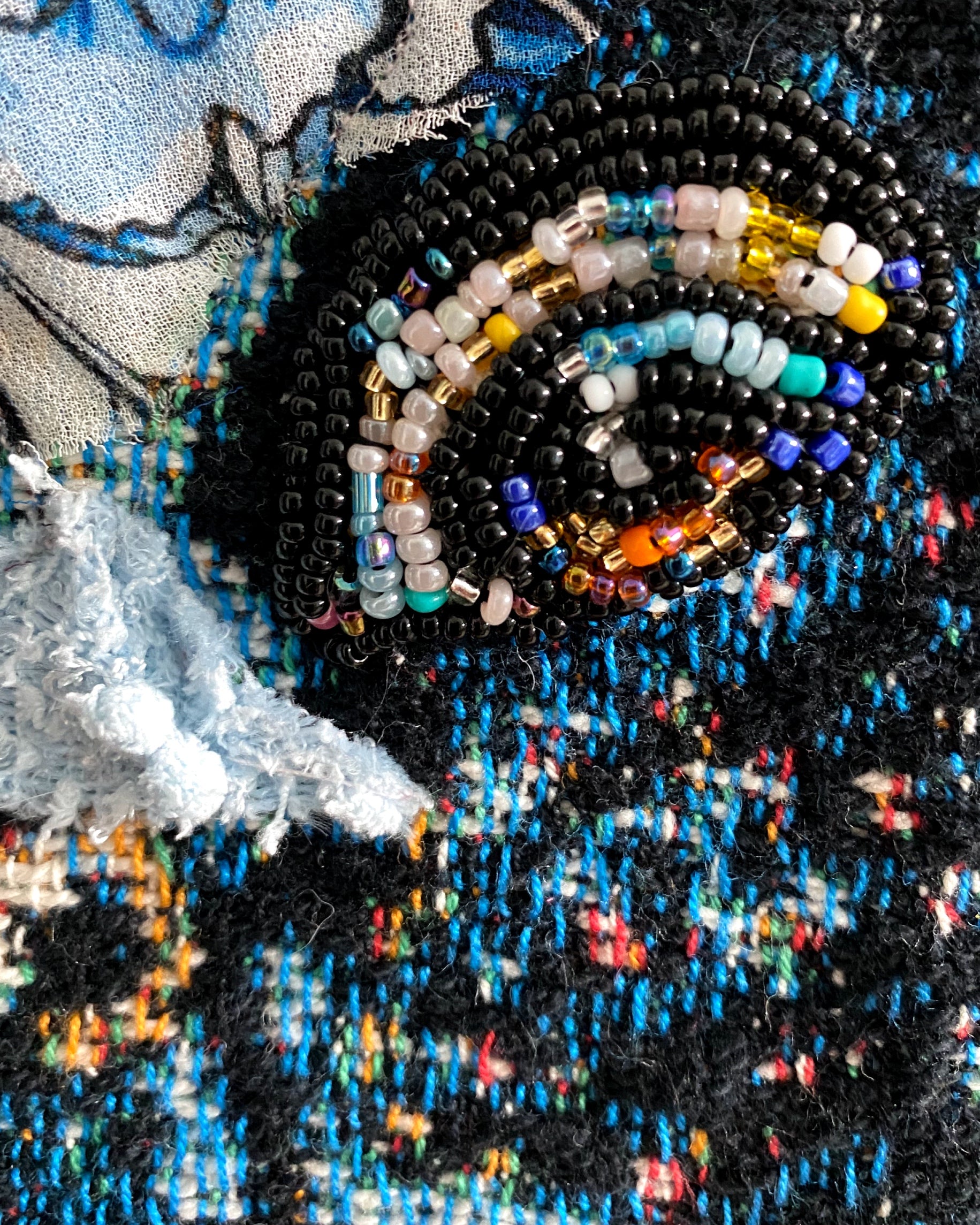 King Black Cat ( Fine Art Tapestry With Beaded Accents ) - Heather Freitas - fine art home deccor
