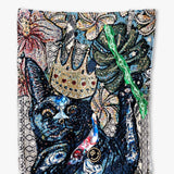 King Black Cat ( Fine Art Tapestry With Beaded Accents ) - Heather Freitas - fine art home deccor