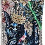 King Black Cat ( Fine Art Tapestry With Beaded Accents ) - Heather Freitas - fine art home deccor
