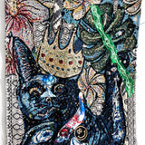King Black Cat ( Fine Art Tapestry With Beaded Accents ) - Heather Freitas - fine art home deccor