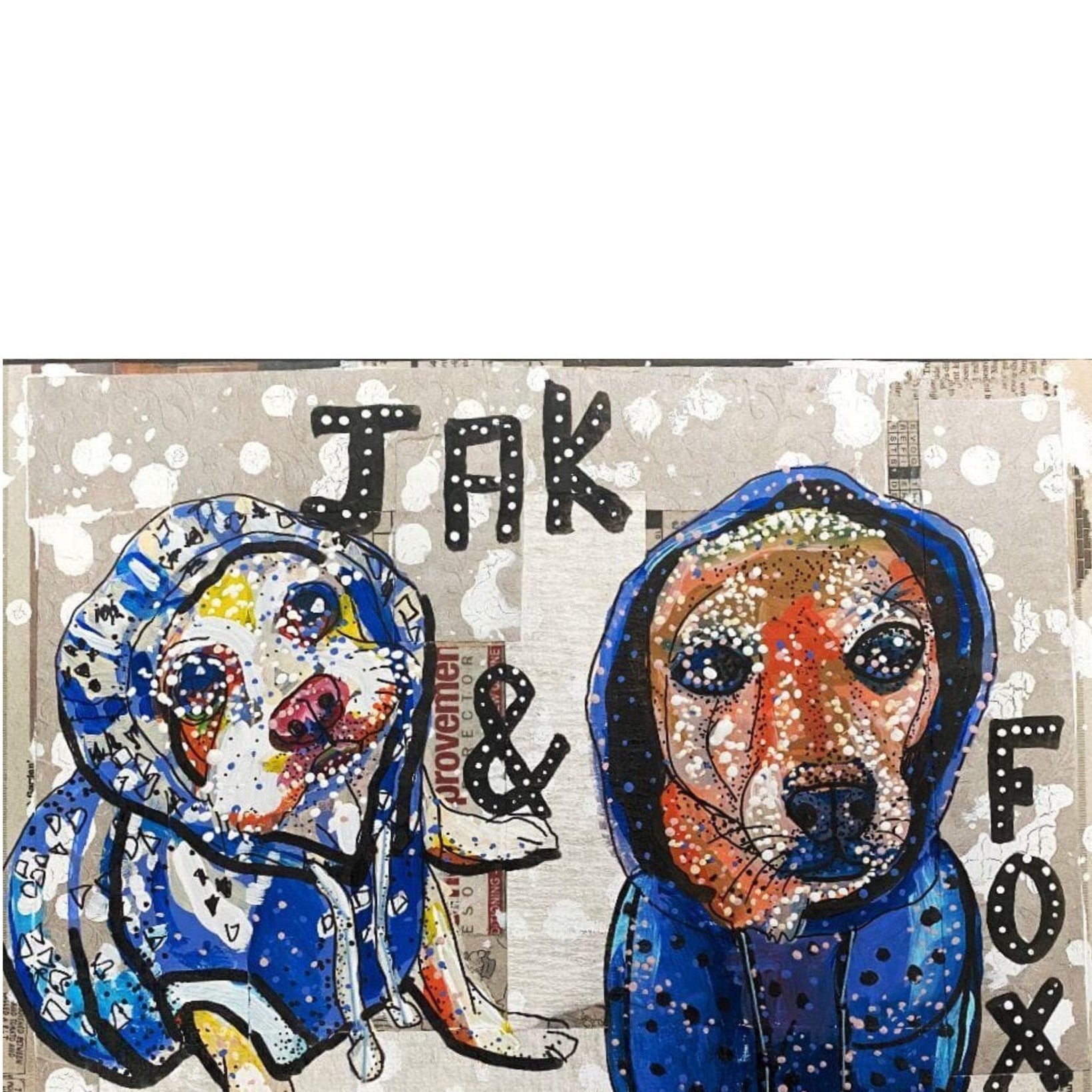 Jak & Fox pet portrait - Heather Freitas - fine art home deccor
