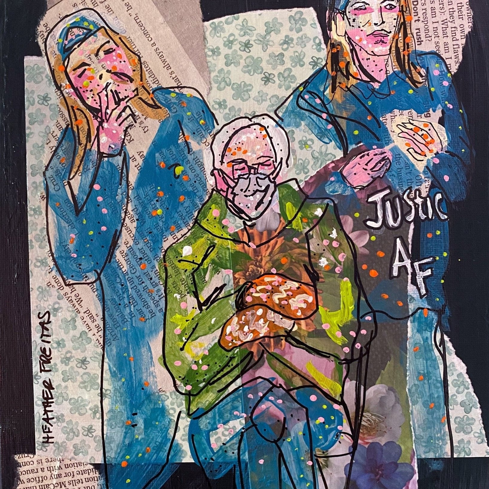 Jay, Silent Bob and Bernie ( Original Painting ) - Heather Freitas - fine art home deccor