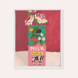 Strawberry Milk Framed Fine Art Canvas Print