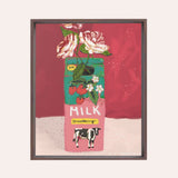 Strawberry Milk Framed Fine Art Canvas Print
