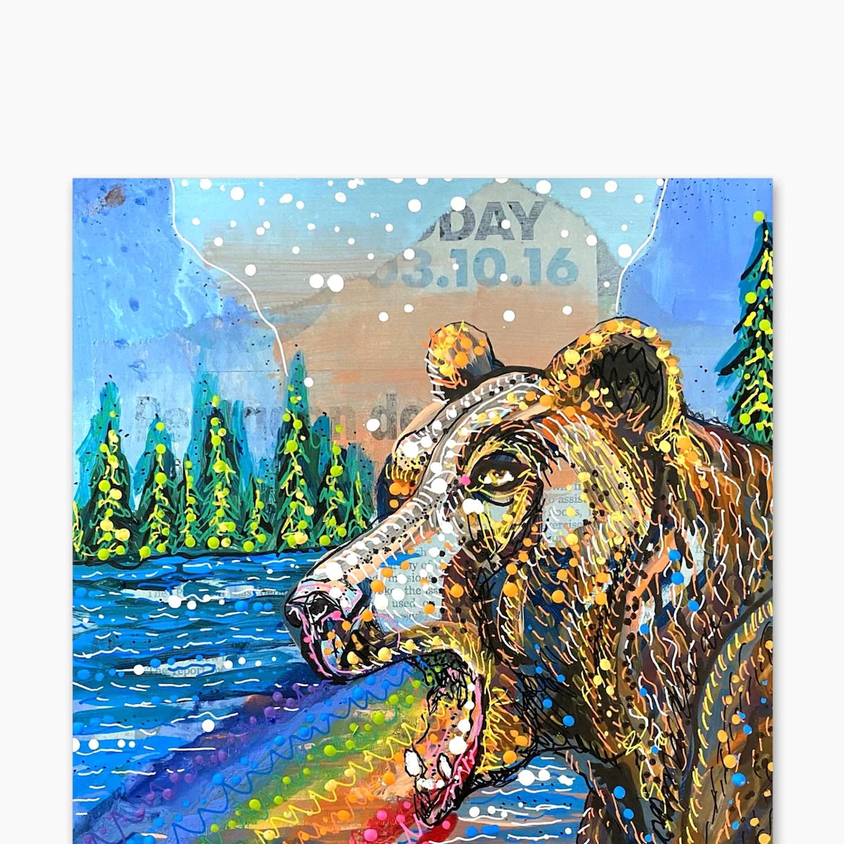 Lake Tides & Rainbow Bear Vibes ( Original Painting ) - Heather Freitas - fine art home deccor