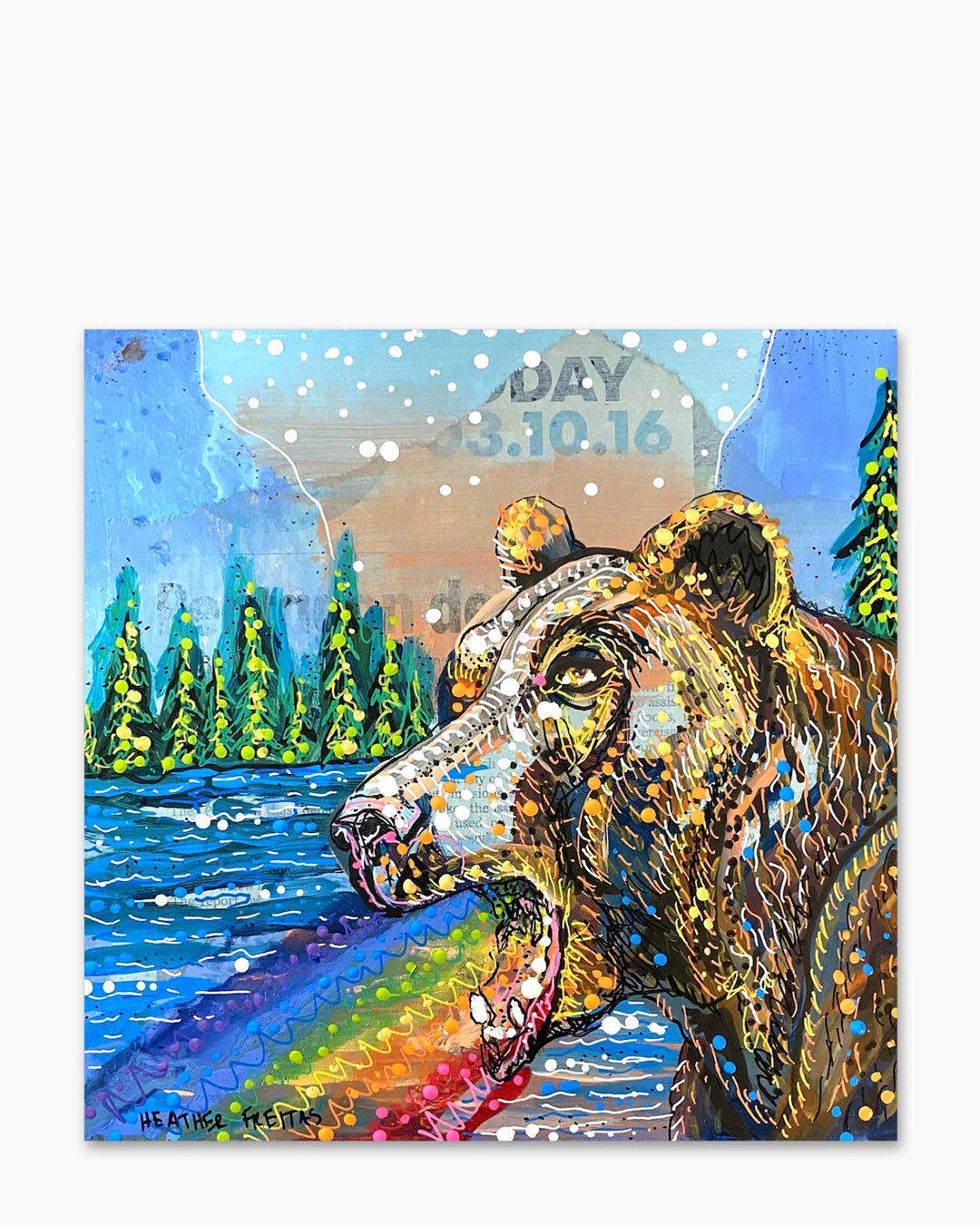 Lake Tides & Rainbow Bear Vibes ( Original Painting ) - Heather Freitas - fine art home deccor