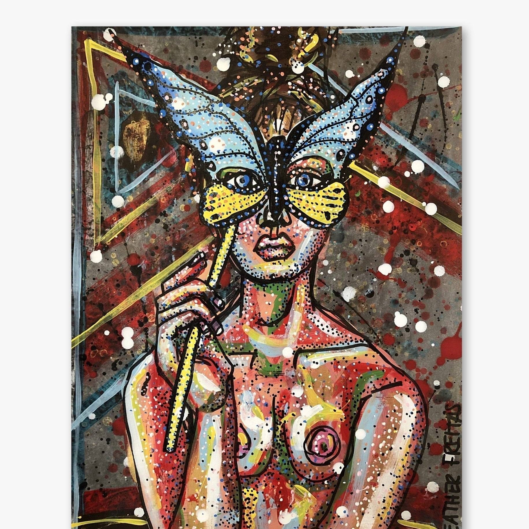 Masked Butterfly ( Original Painting ) - Heather Freitas - fine art home deccor