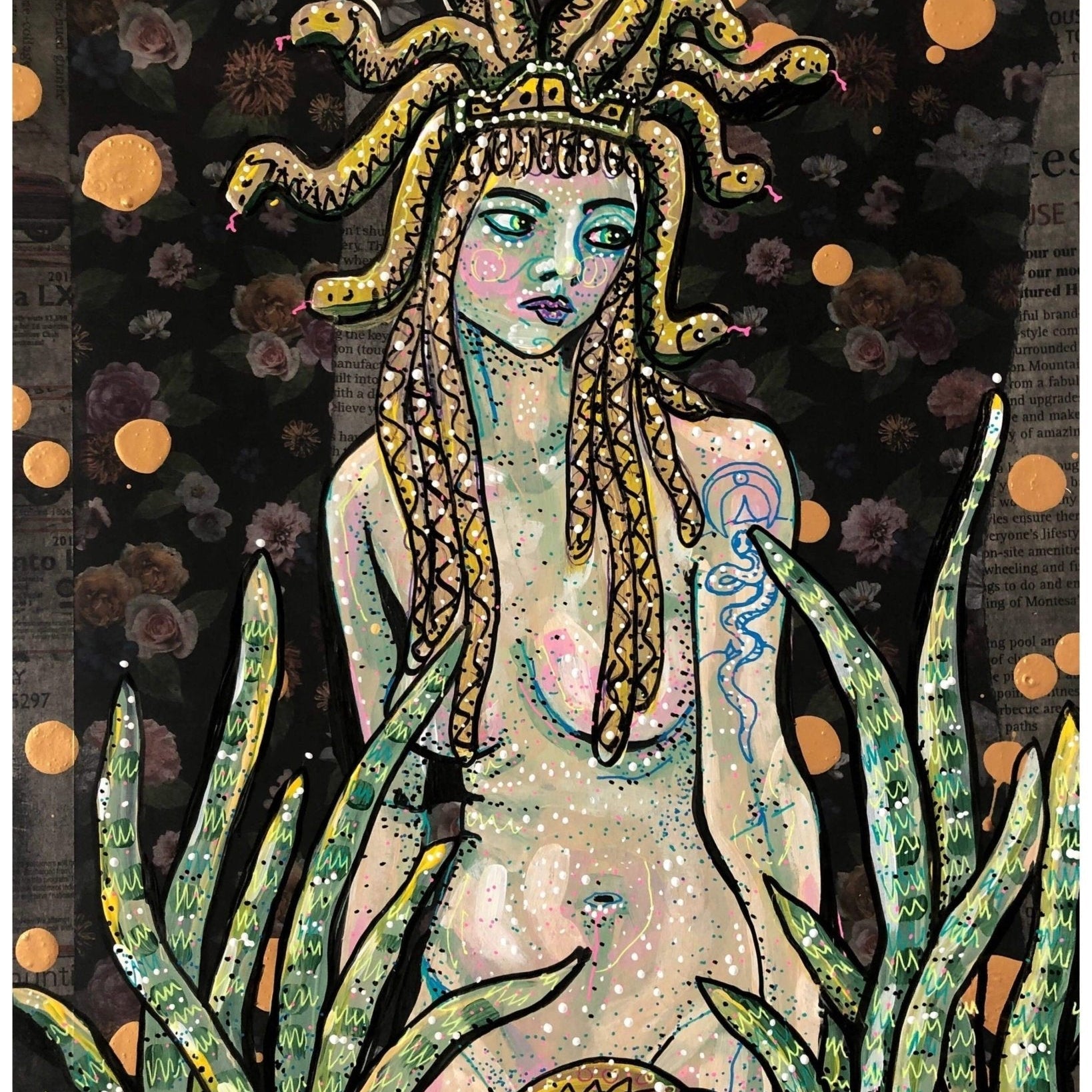 Medusa And The Short Nosed Sea Snake - Heather Freitas - fine art home deccor