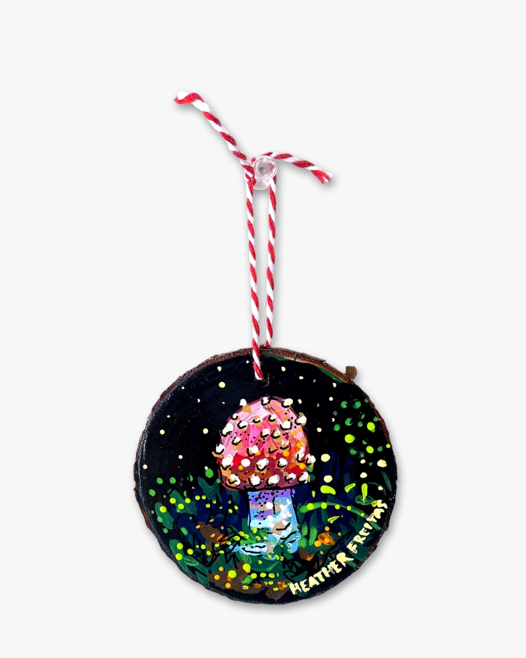 Mellow Mushroom - Hand Painted Ornament - Heather Freitas - fine art home deccor