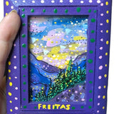 Moonlit mountains - mini original painting - Heather Freitas 