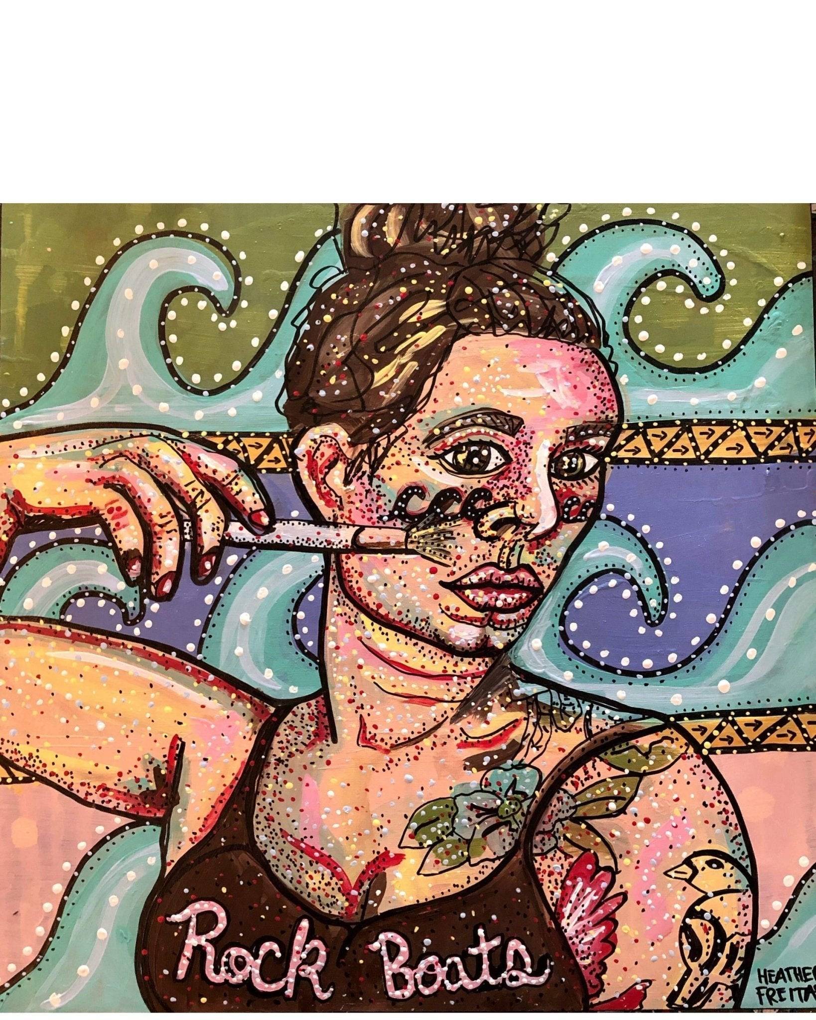 Paint Waves, Rock Boats- Artist self portrait - Heather Freitas 