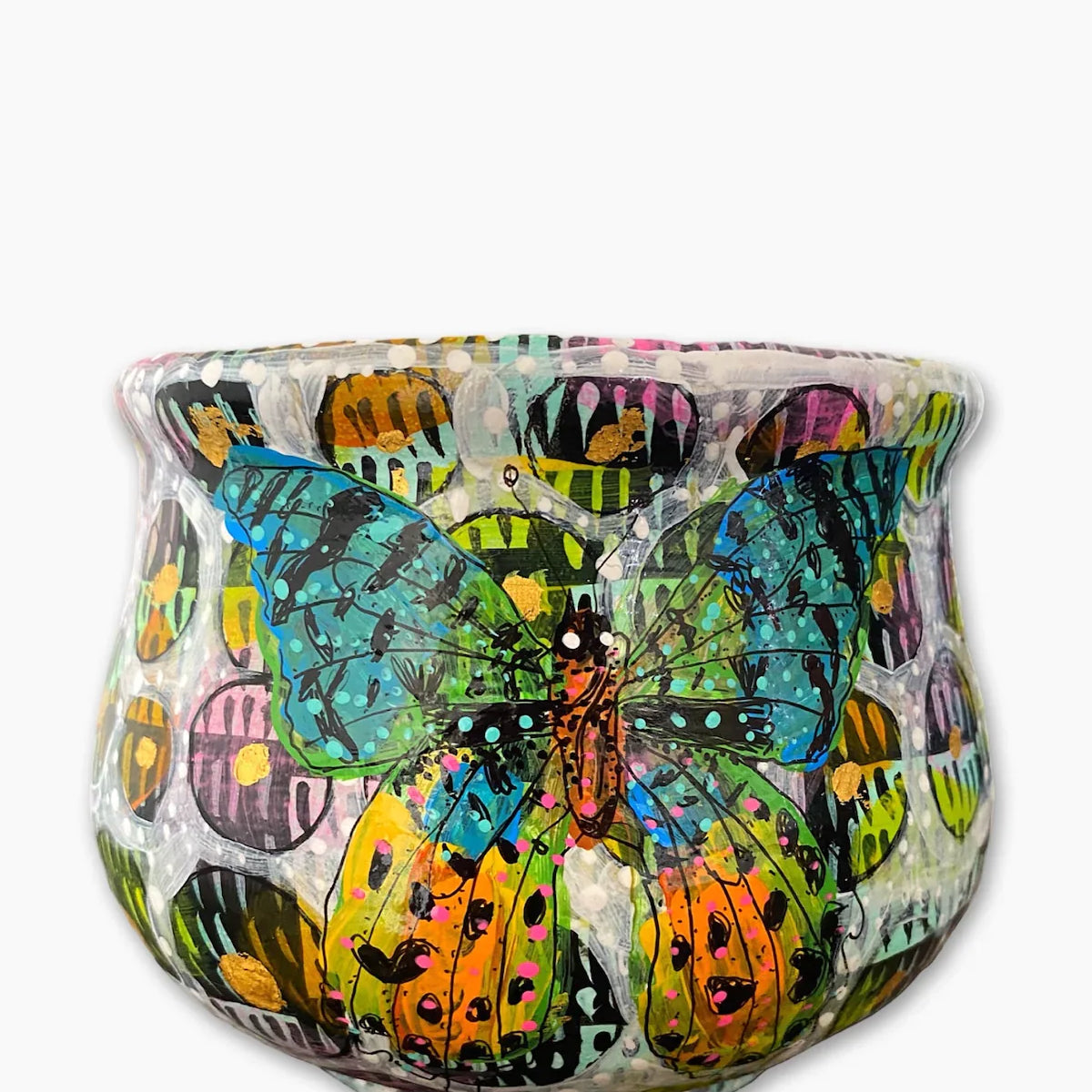 Party Check Butterfly Planter With 23k Gold Accents - Heather Freitas 