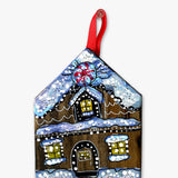 Peppermint Gingerbread Cottage - Hand Painted Ornament - Heather Freitas 