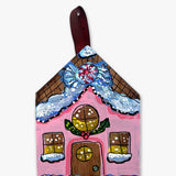 Peppermint Pink Frosting Gingerbread House - Hand Painted Ornament - Heather Freitas 