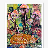 Pink Caps - Tabby Edition ( Painted Over Print ) - Heather Freitas 