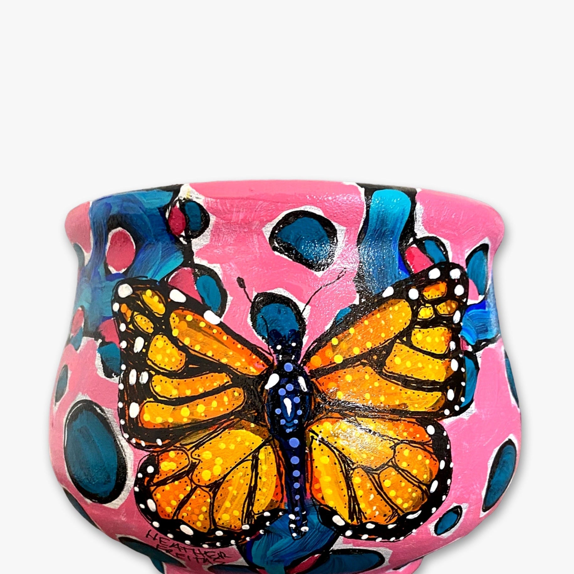 Pink Cocoon Monarch Butterfly Planter - Heather Freitas 