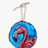 Pink Flamingo Hand Painted Ornament - Heather Freitas 