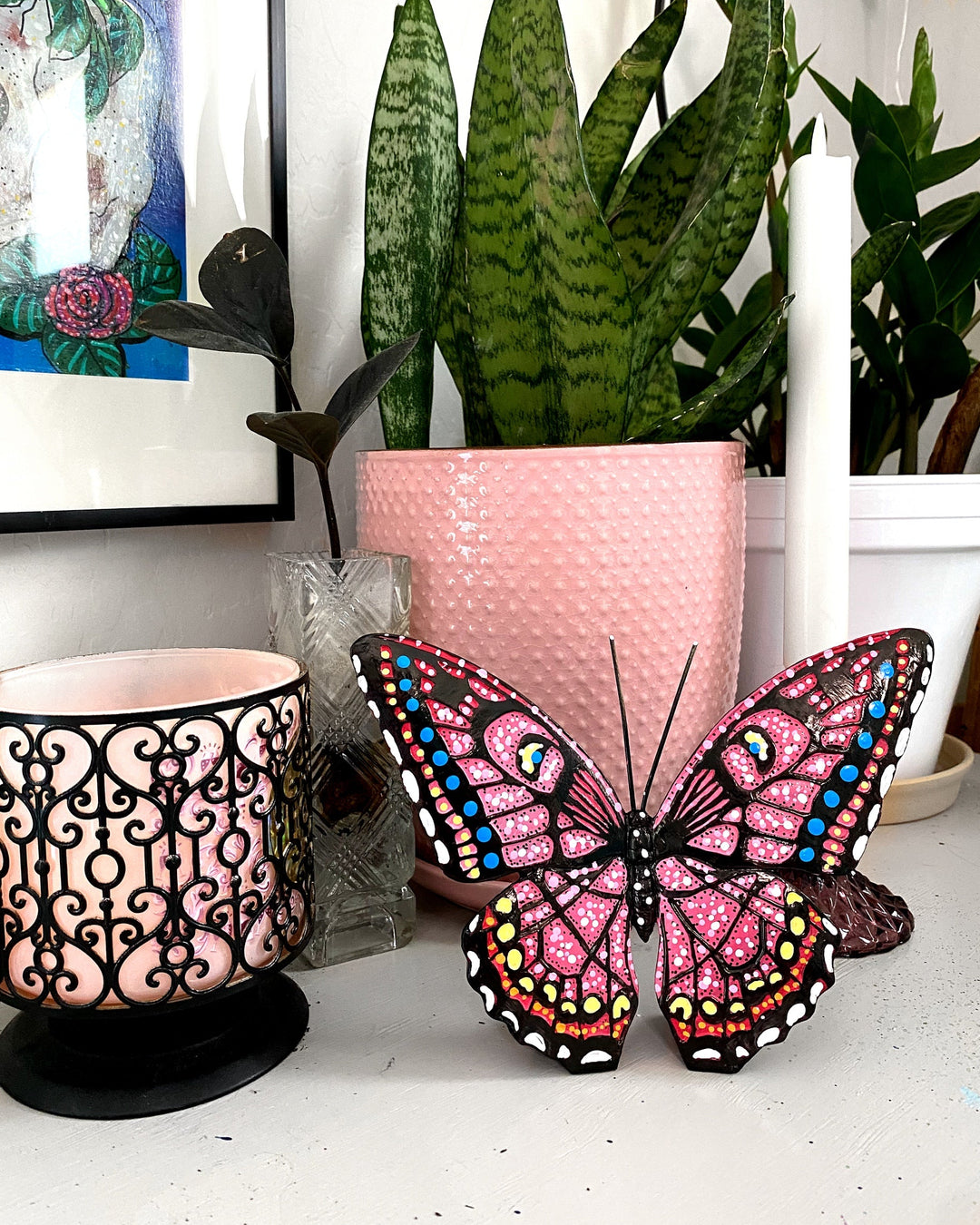 Pink Paradise Butterfly Sculpture