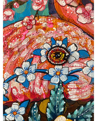 Pinky Flamingo - Painting With Beaded Embellishments - Heather Freitas 