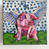 Polka Dot Flying Pig ( Original Painting )