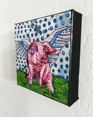 Polka Dot Flying Pig ( Original Painting )